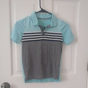 Kids Polo Shirt in Aqua and Gray